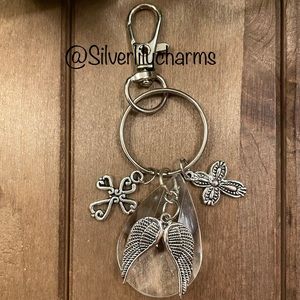 Angel Wings & Cross Purse Charm / Keychain
